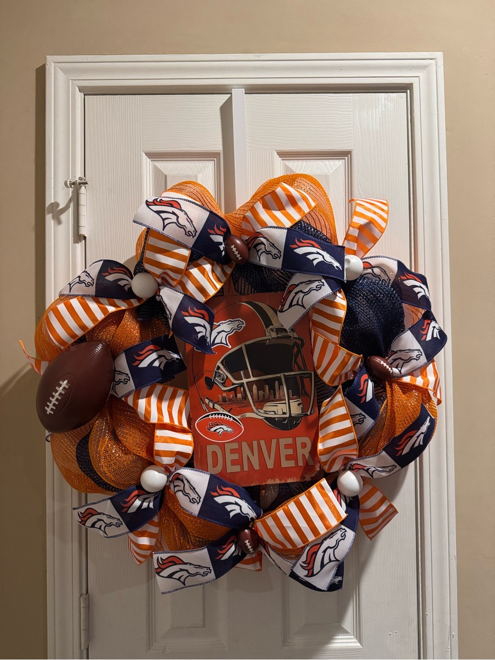 Denver Broncos Football Wreath - Orange & Navy